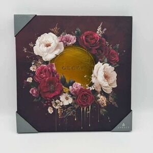 Dark Floral Glam Canvas Wall Art 16x16 – Luxury Designer Inspired Decor NWT